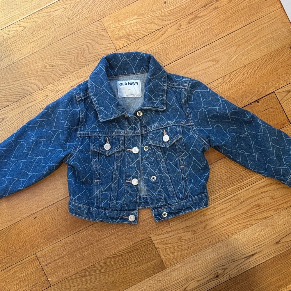 Old Navy Kids Denim Jacket with Heart Pattern